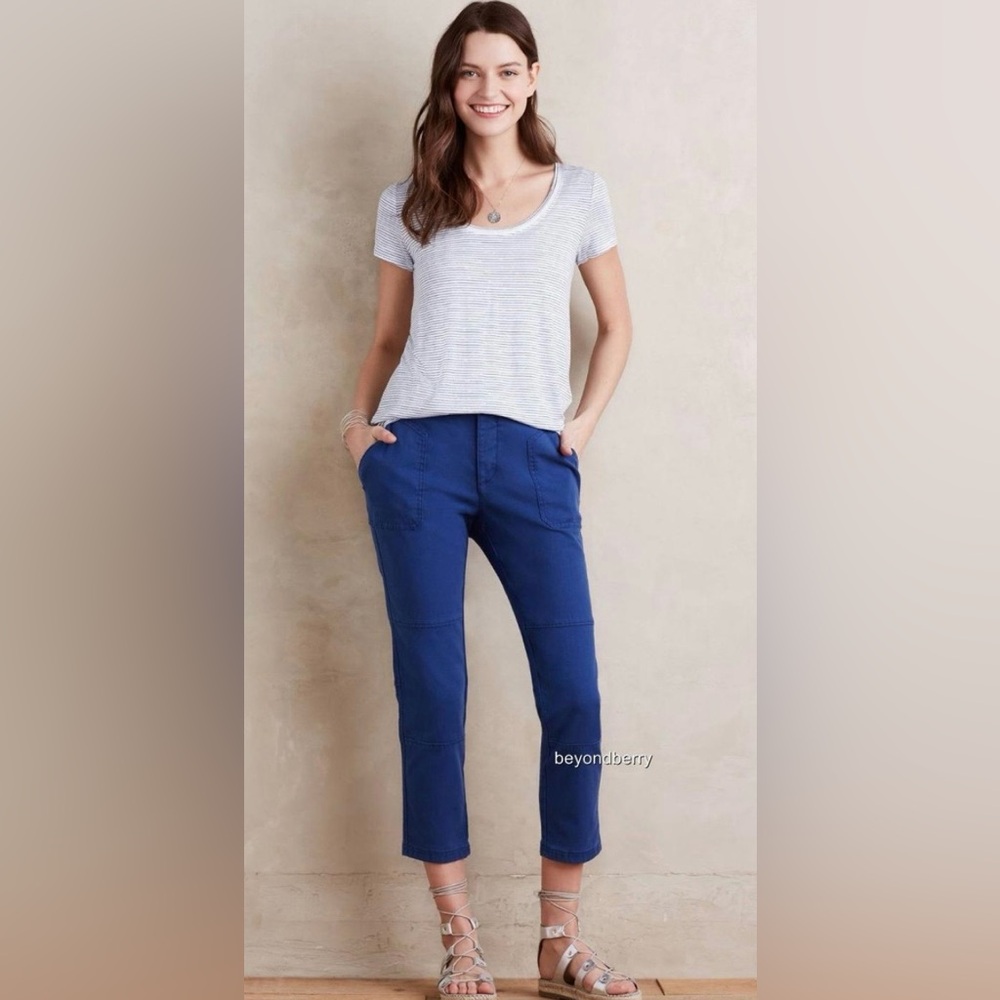 Anthropologie • Women’s Billie Blue Cropped Trousers By Hei Hei Size 28 EUC - Picture 3 of 3